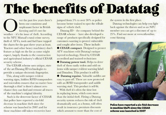 BRITISH FARMER AND GROWER NEWS FEATURE - The Benefits of Datatag
