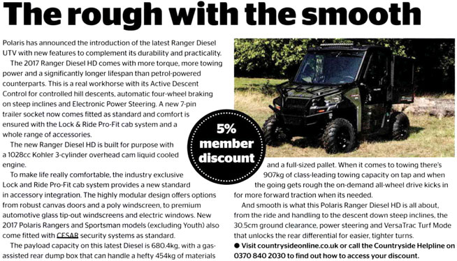 FEATURE ARTICLE COUNTRYSIDE MAGAZINE - THE ROUGH WITH THE SMOOTH