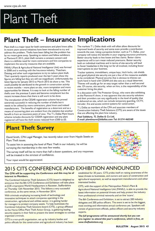 CPA - FEATURE ON PLANT THEFT AND FORTHCOMING 8th CITS CONFERENCE