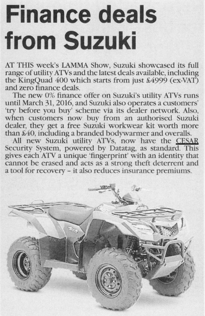 SCOTTISH FARMER NEWS FEATURE - Suzuki ATV