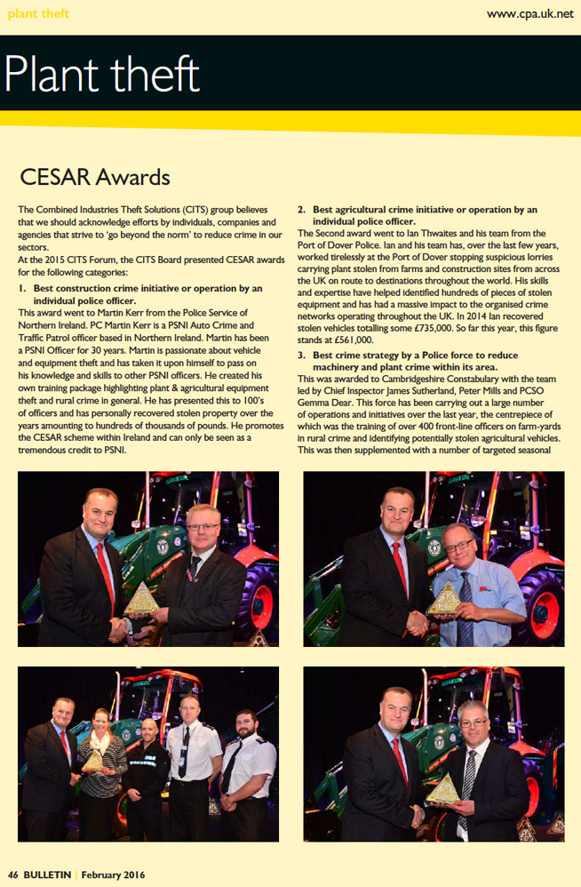 CPA BULLETIN FEATURE ARTICLE ON CITS CESAR AWARDS AND MICRO CESAR