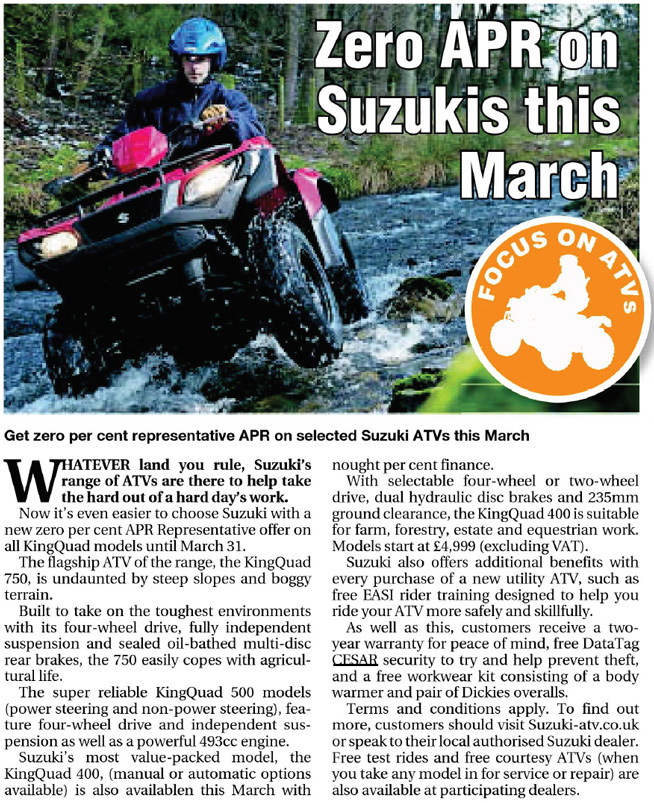 FARMING MONTHLY ARTICLE ON SUZUKI ATV CAMPAIGN