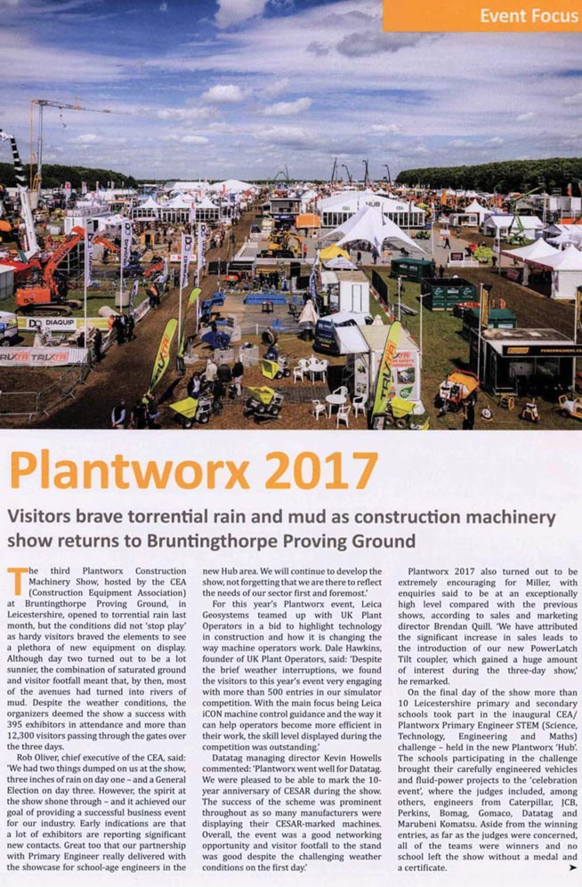 FEATURE ARTICLE QUARRY MANAGEMENT MAGAZINE - PLANTWORX 2017